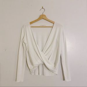 Urban Outfitter White Long sleeve Wrap Twist Top